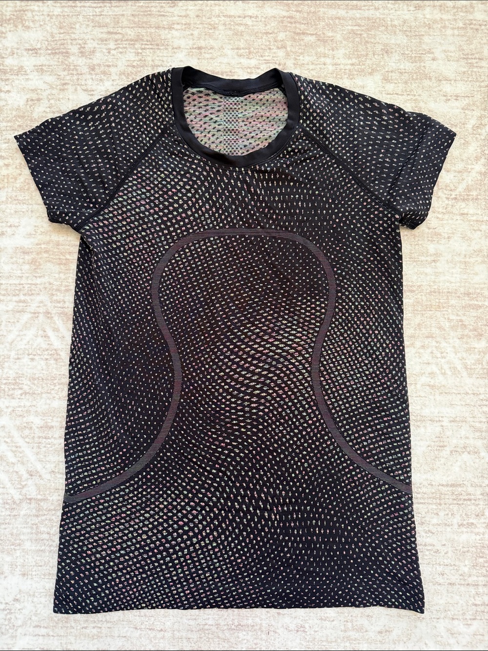 Lululemon Swiftly Tech Short Sleeve Running Top Black Multicolor Women’s Size 8